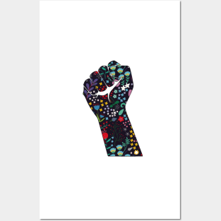 Black Lives Matter Floral Hand Posters and Art